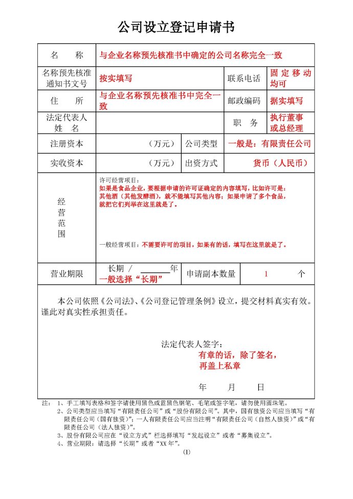 股份有限公司设立登记提交材料规範