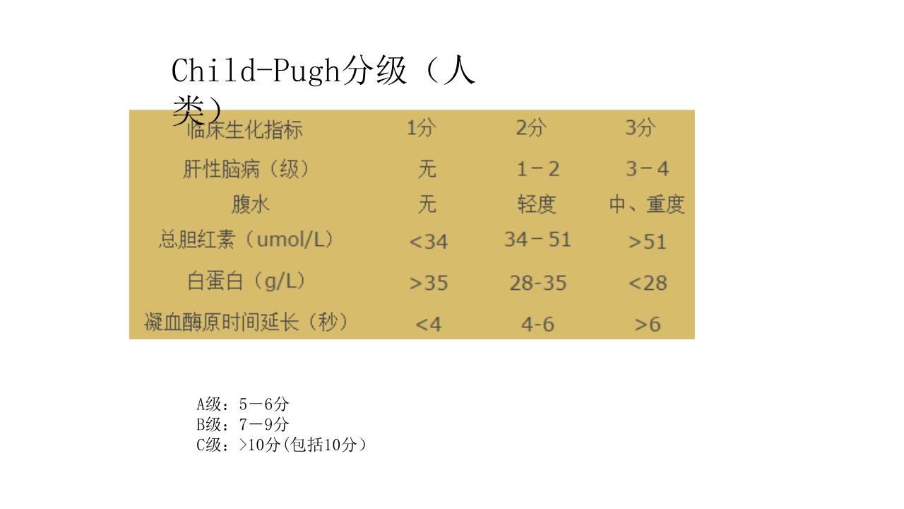 Child-Pugh分级标準