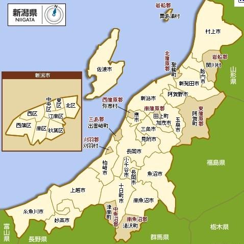 新潟县行政区划图 新潟县行政区划图