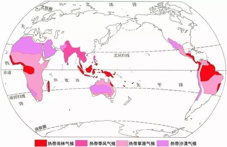热带雨林气候全球分布 热带雨林气候全球分布