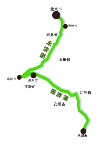 隋唐大运河示意图 隋唐大运河示意图