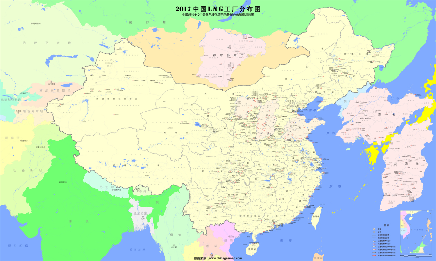 中国LNG工分布图 中国LNG工分布图