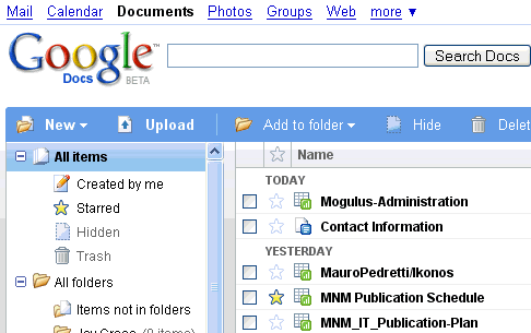 Google Docs首页