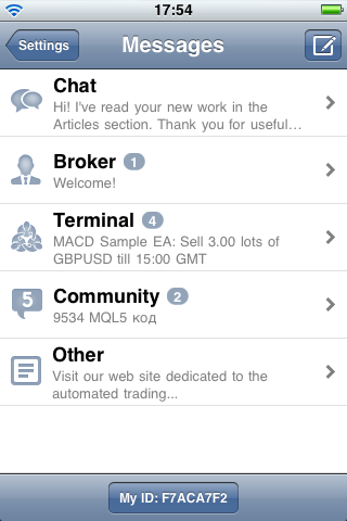 MetaTrader 4 iPhone使用界面 MetaTrader 4 iPhone使用界面
