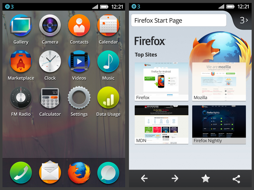 FireFox OS主页和浏览器