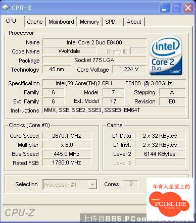 準备禁止成E5200的E8400的CPU-Z截图