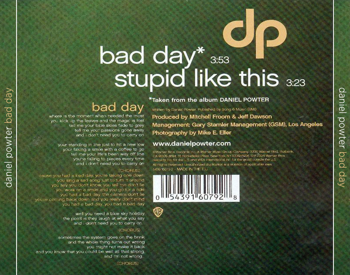 Bad Day 单曲封底